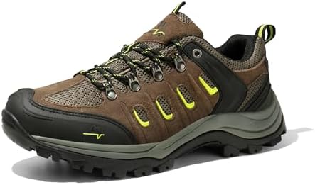 NORTIV 8 Men's Leather Waterproof Hiking Shoes - Low-Top, Perfect for Outdoor Trekking, Camping, and Walking Adventures