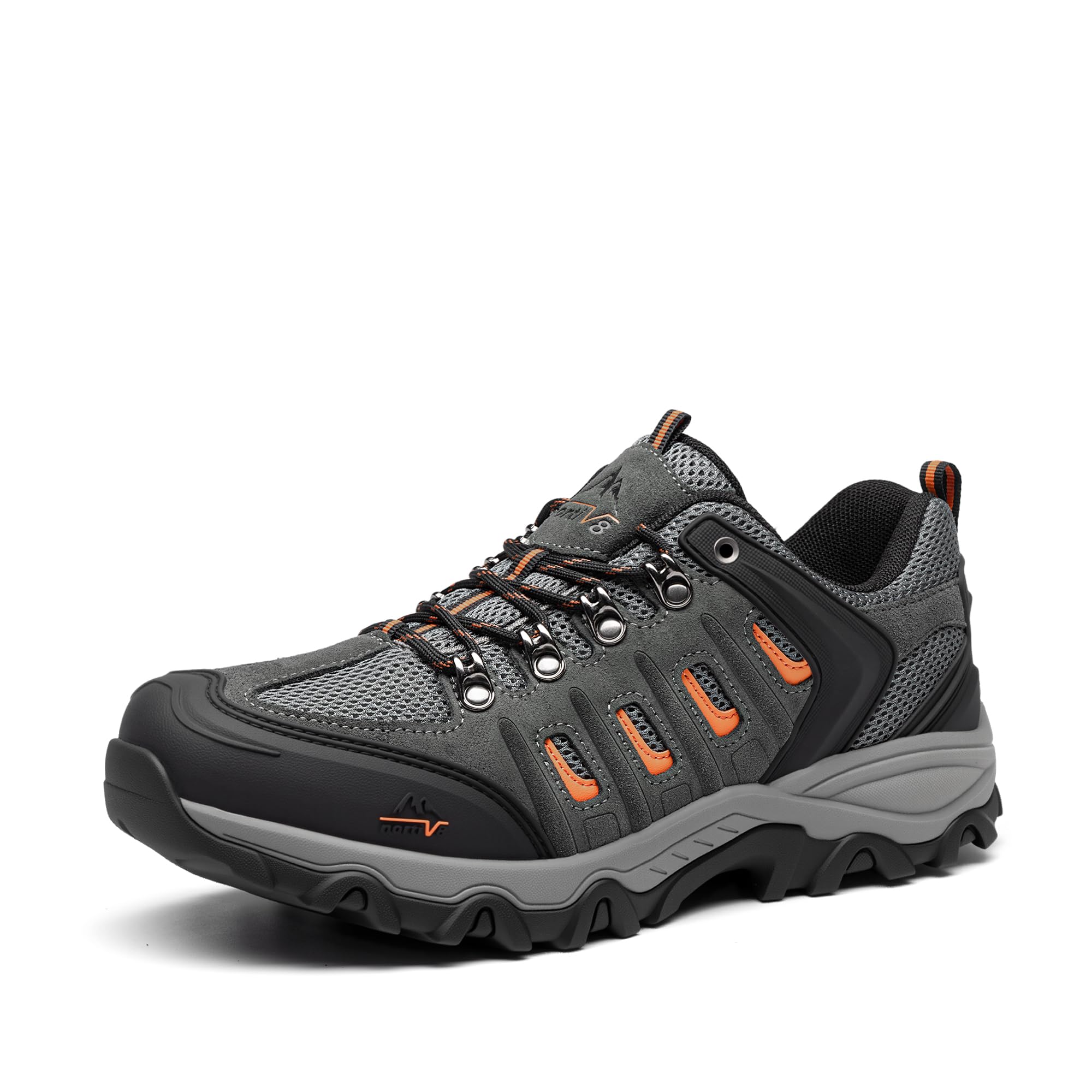 NORTIV 8 Men's Leather Waterproof Hiking Shoes - Low-Top, Perfect for Outdoor Trekking, Camping, and Walking Adventures